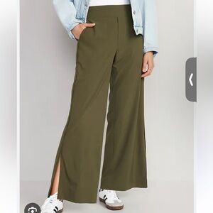 Old Navy High-Waisted StretchTech Wide-Leg Pants, Conifer Green, tall inseam